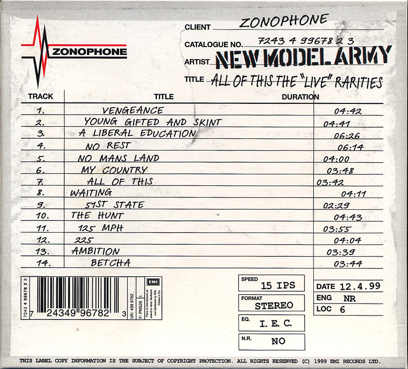 NEW MODEL ARMY - ALL OF THIS: THE "LIVE" RARITIES
