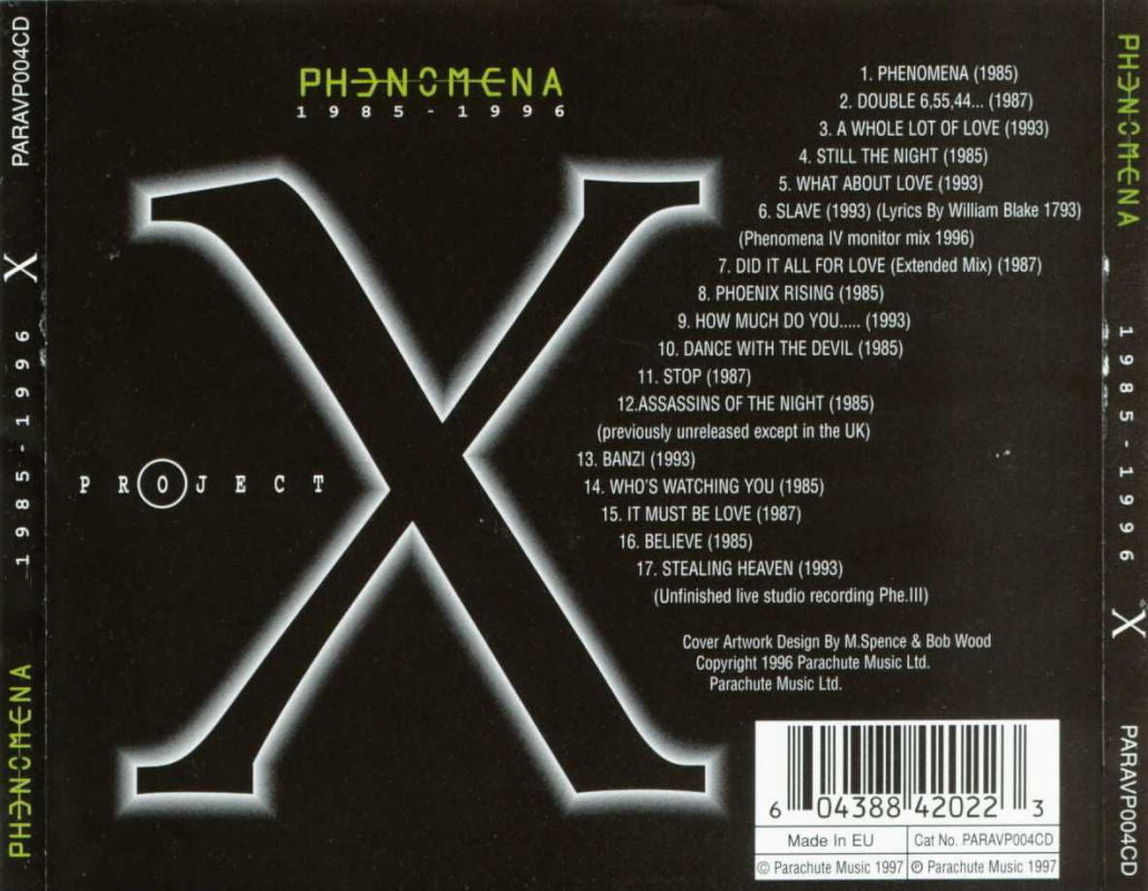 PHENOMENA - PROJECT X: 1985-1996