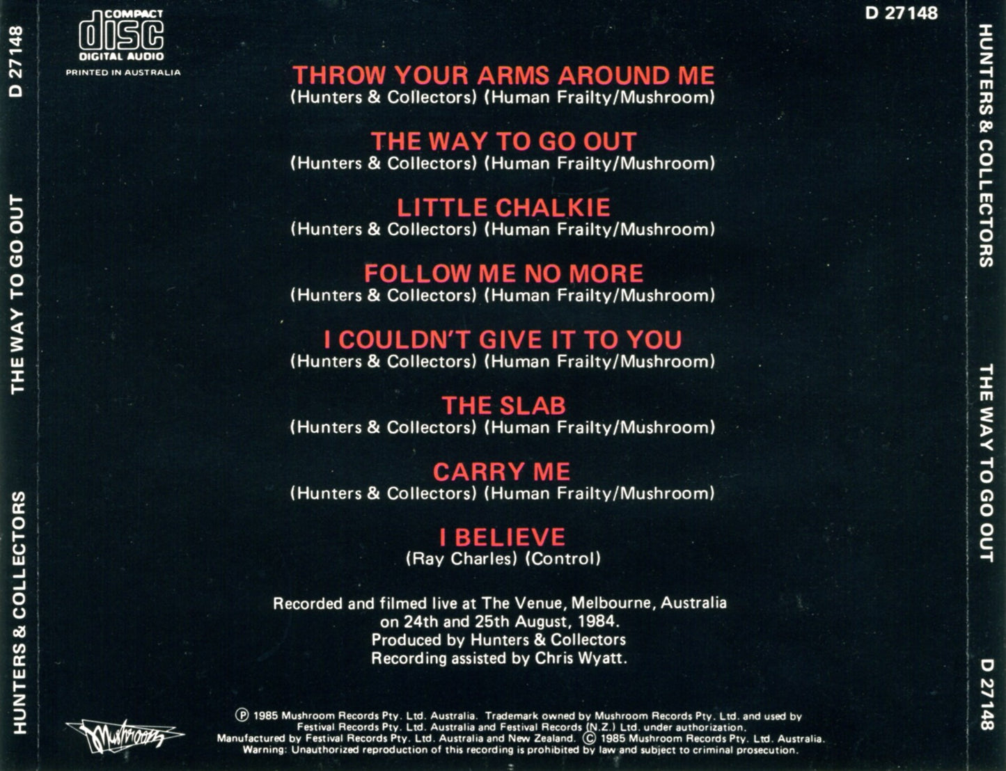 HUNTERS & COLLECTORS - WAY TO GO OUT