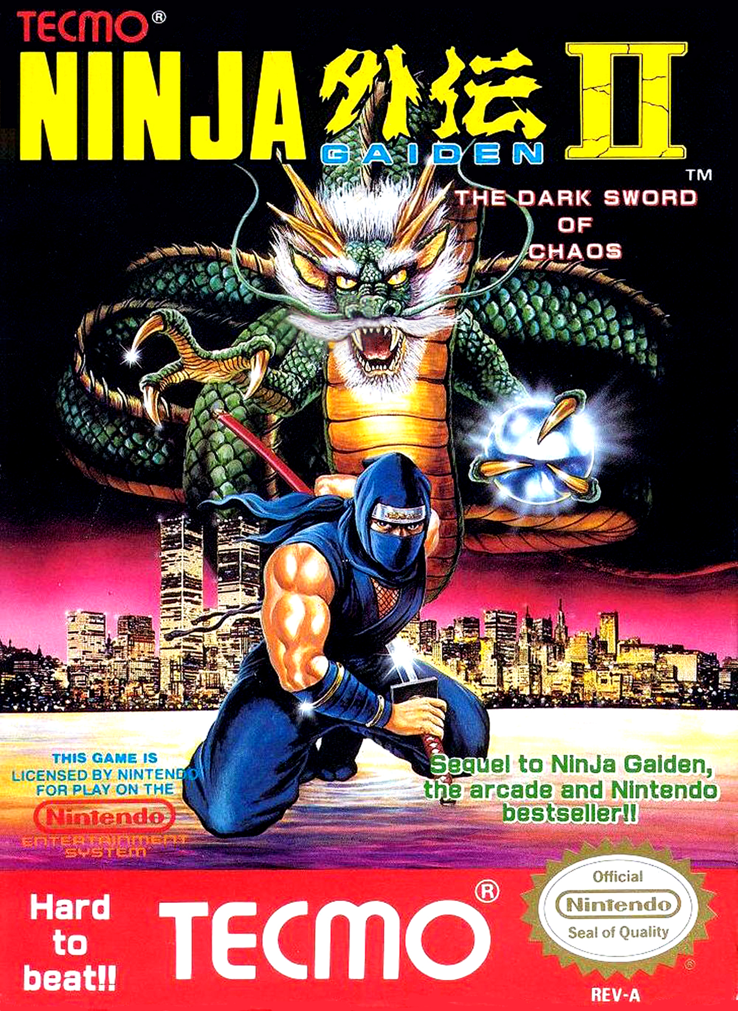 NINJA GAIDEN II: THE DARK SWORD OF CHAOS - NES (W/BOX & MANUAL)