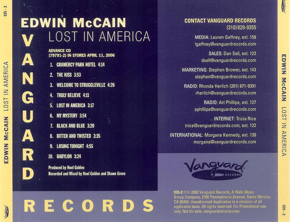 MCCAIN, EDWIN - LOST IN AMERICA