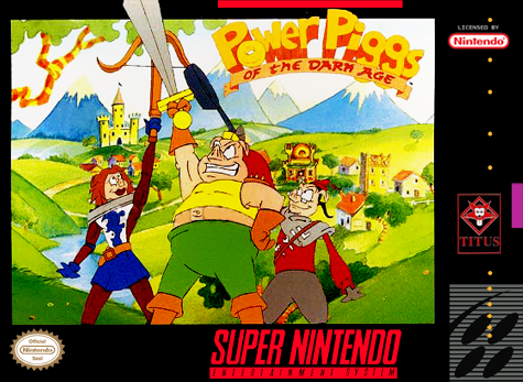 POWER PIGGS OF THE DARK AGE - SNES (W/BOX & MANUAL)