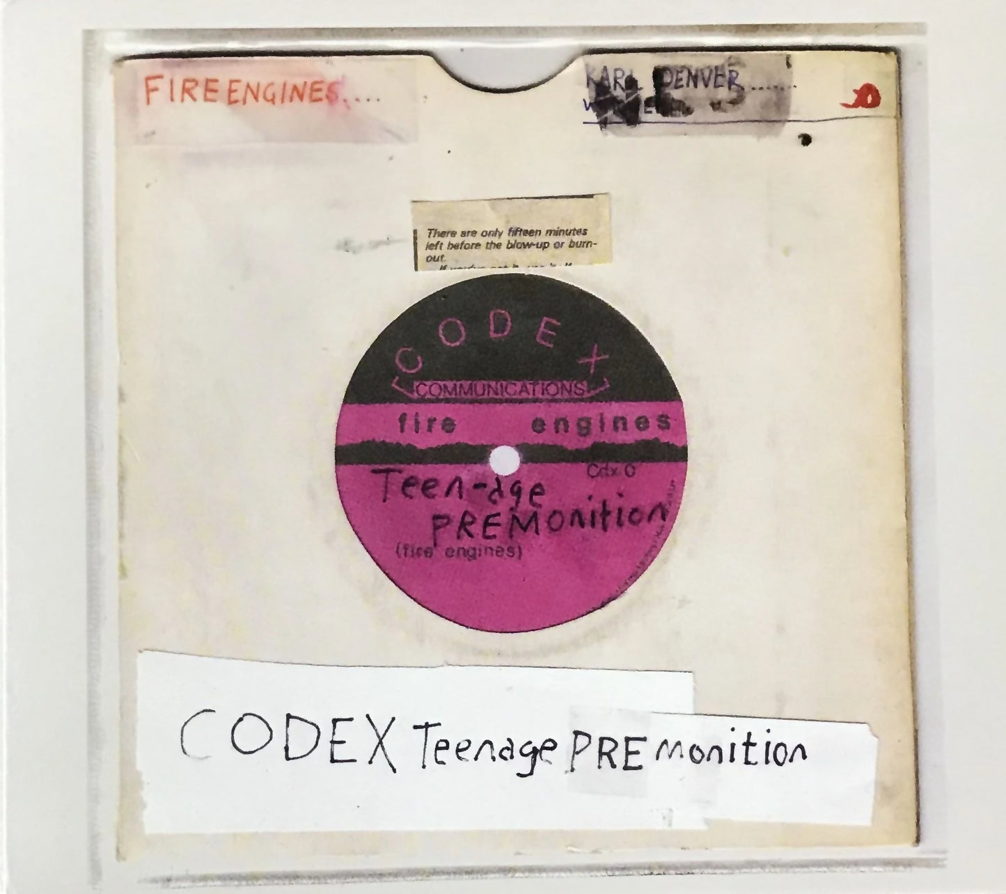 FIRE ENGINES  - CODEX TEENAGE PREMONITION