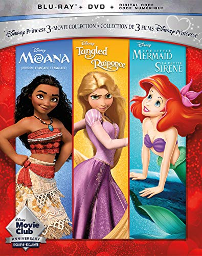 DISNEY PRINCESS TRIPLE FEATURE - BLU-MOANA/TANGLED/LITTLE MERMAID