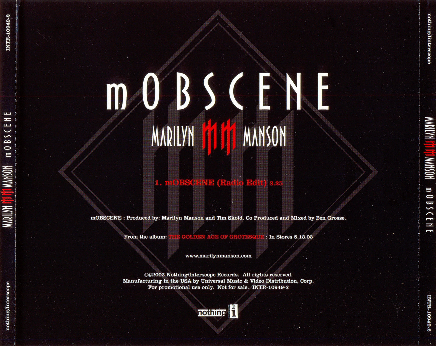 MARILYN MANSON  - MOBSCENE (UK CDS)